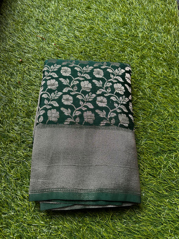Designer georgette,green shade.