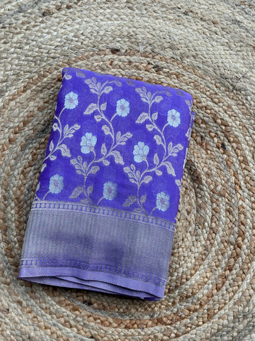 Lilac designer georgette jaal pattern