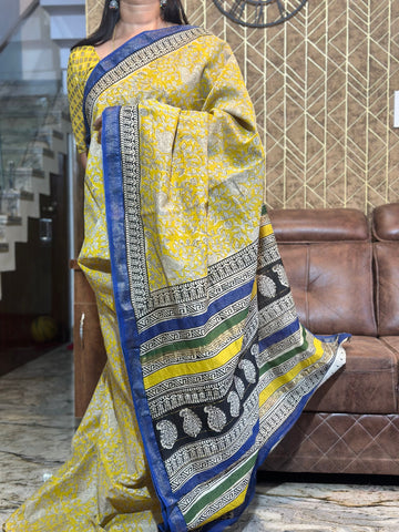 Mustard & Yellow Maheshwari silk
