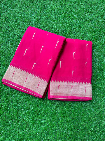 Rani pink premium georgette Paithani muniya border.