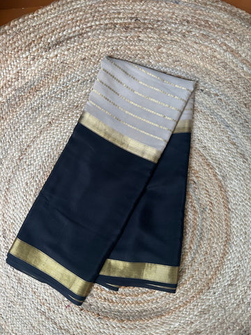 Beinge and black central line concept Mysore Silk crepe 110 gsm