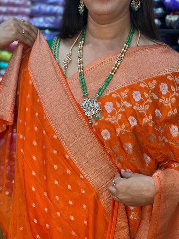 Orange designer georgette sarees