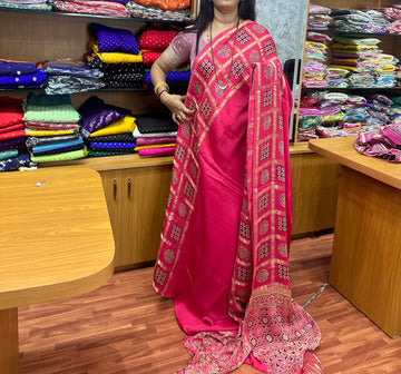 Pink pure modal silk sarees