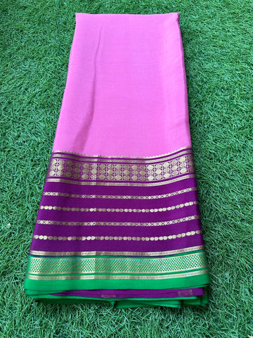 Pink with wine Pure crepe Mysore Silk