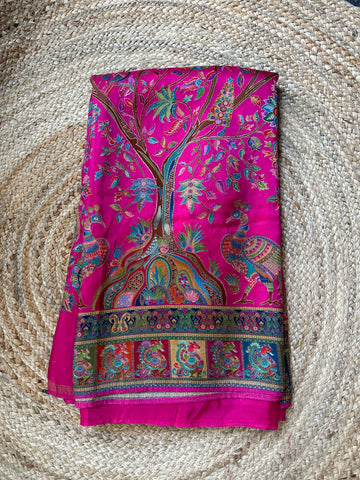 Rani pink pure moonga crepe silk