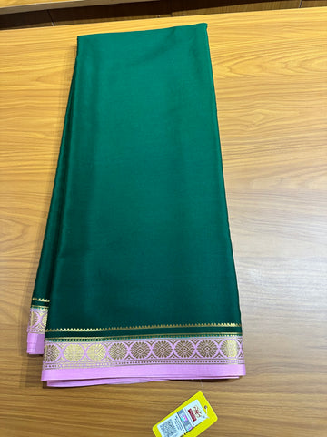 Green with baby pink pure crepe Mysore Silk sarees