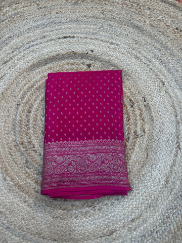 Rani pink crepe chiffon sarees