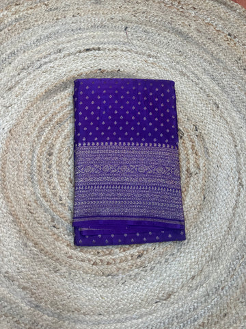 Purple crepe chiffon with long border