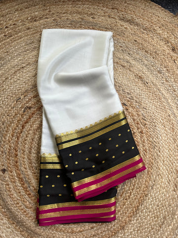 White and black pure Mysore Silk crepe 100 gsm