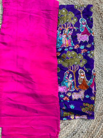 Pink pure crepe plain sarees with brocade blouse