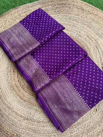Purple pure crepe chiffon Banarasi sarees