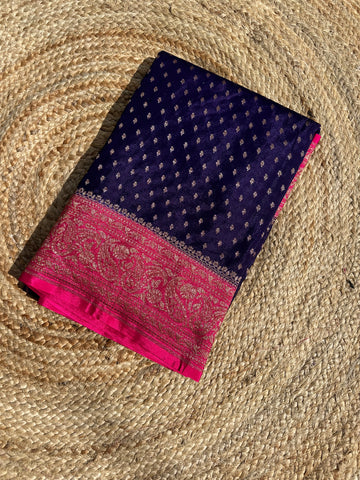 Purple and pink pure crepe Banaras sarees