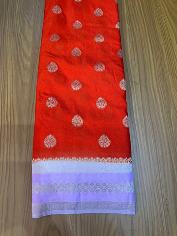 Orange and baby pink georget Saree