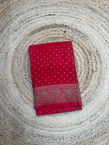 Hot red crepe chiffon sarees