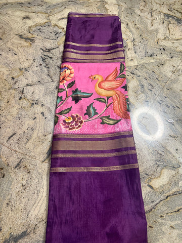 Wine and pink digital crepe sarees.