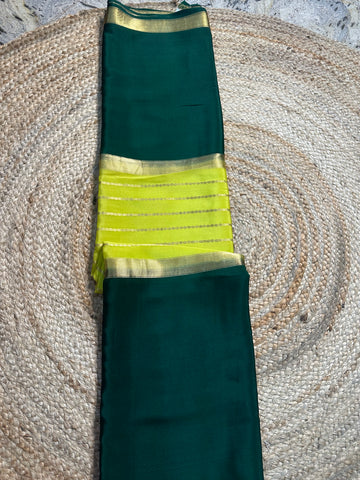 Light green and dark green pure Mysore Silk crepe centre lined concept.