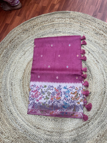Onion pink tusser Paithani sarees