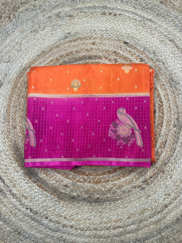 Orange and pink dola silk