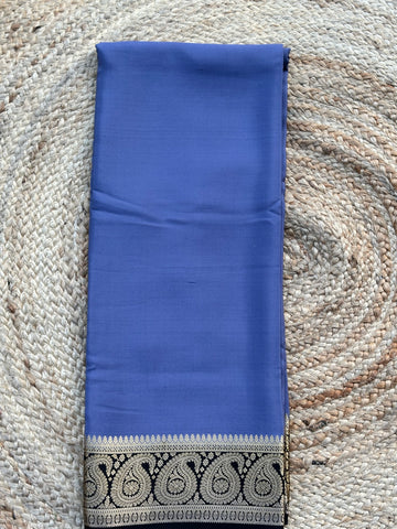 Grey with black pure crepe Mysore Silk sarees 120 gsm