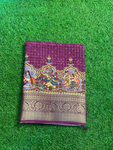 Wine mejentha dola crepe kalamkari