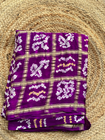 Purple pure gajji silk Bandini prints and blouse