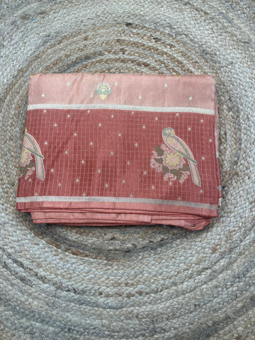Peach with dusky orange dola silk
