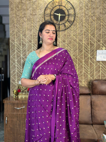 Wine pure chinnon crepe sarees.
