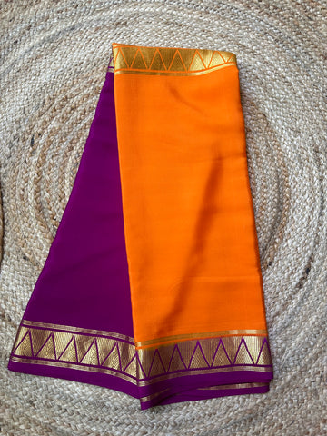 Orange and mejentha pure Mysore Silk sarees 120 grams