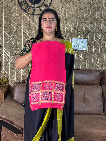 Strawberry pink pure modal silk sarees.