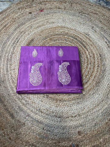 Lavender dola silk with satin border.