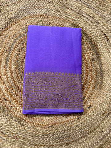 Lavender pure khaddi Georgette sarees plain blouse