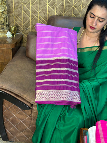 Baby pink with wine semi checks crepe sarees.