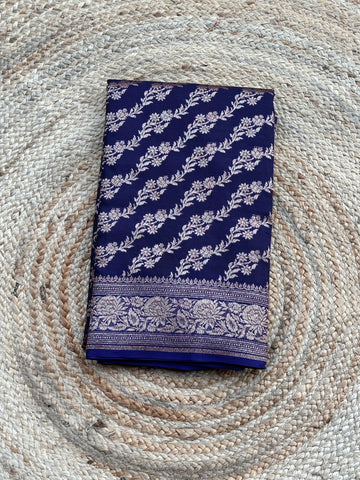 Purple jaal Banarasi crepe chiffon