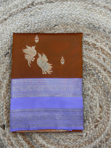 Rust orange and lavender semi kanchi