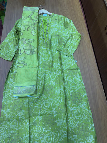 Neon green 3 pc Kurtha set
