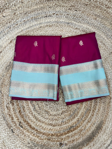 Red and sea Pistha green semi kanchi sarees