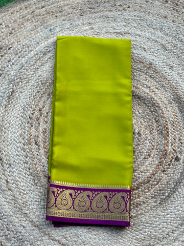 Green with Mejentha pure crepe Mysore Silk sarees 120 gsm