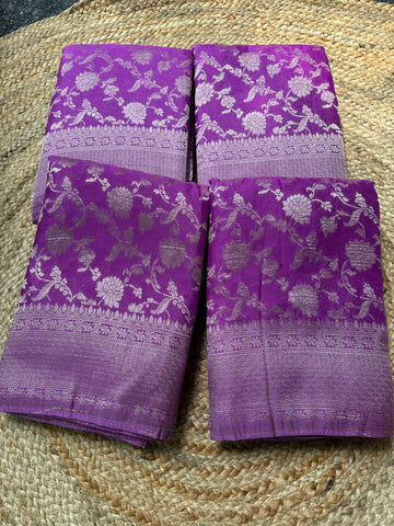 Lavender Soft georgette in jaal pattern
