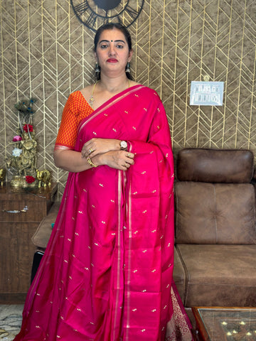 Rani pink semi silk sarees.