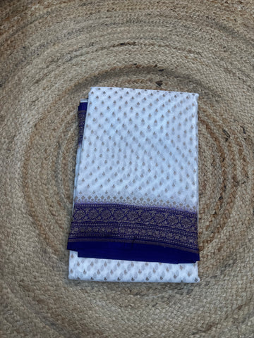Purple and white crepe chiffon sarees