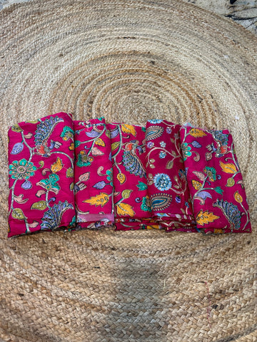 Rani pink kalamkari blouse material 1 metre.