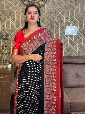 Black with red pure modal silk.