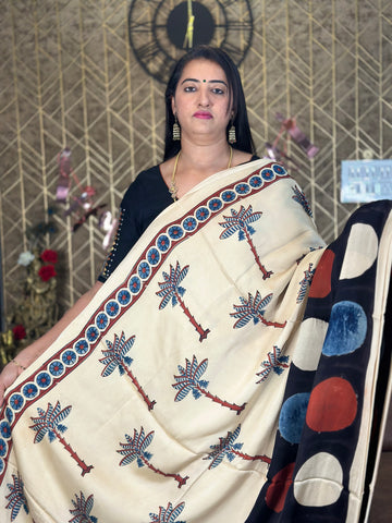 Half white pure modal silk sarees.