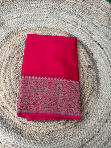 Pink pure khaddi Georgette plain sarees with plain blouse