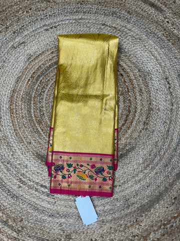 Yellow and pink tissue Paithani sarees
