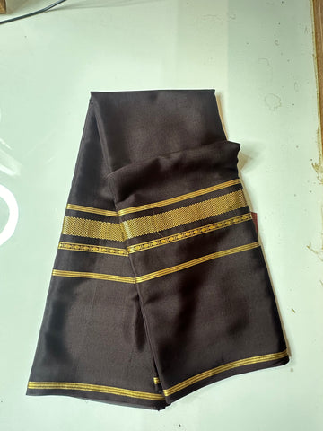 Chocolate brown pure crepe Mysore Silk sarees. 100 gsm