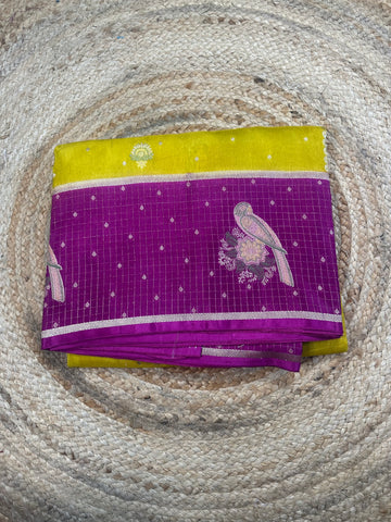 Yellow and purple dola silk