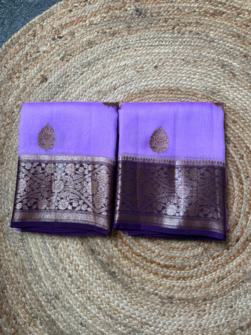 Lavender and purple pure Kora organza silk sarees.