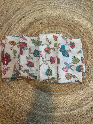 White pen kalamkari blouse material 1 metre.