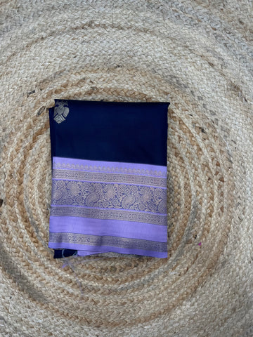 Deep blue and lavender semi kanchi
